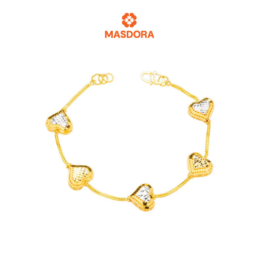 MASDORA 916 Gold Bracelet Rantai Tangan Emas ~ Duotone Unity Love Cutting (EMAS 916/22K)