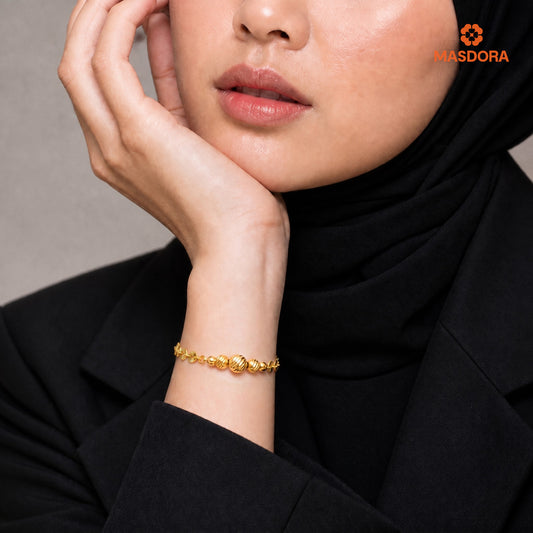 MASDORA 916 Gold Bracelet Rantai Tangan Emas ~ Shining Sauh Mini Disco Cutting Balls (EMAS 916/22K)