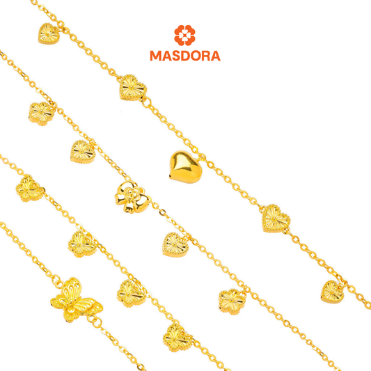 MASDORA 916 Gold Bracelet Rantai Tangan Emas ~ HG Mini Fluffy Chain (EMAS 916/22K)