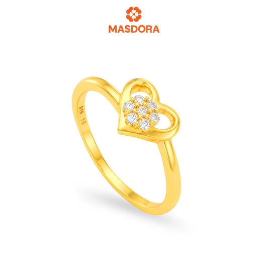 MASDORA 916 Gold Ring Rings Cincin Emas ~ Sparkling Heart Love (EMAS 916/22K)
