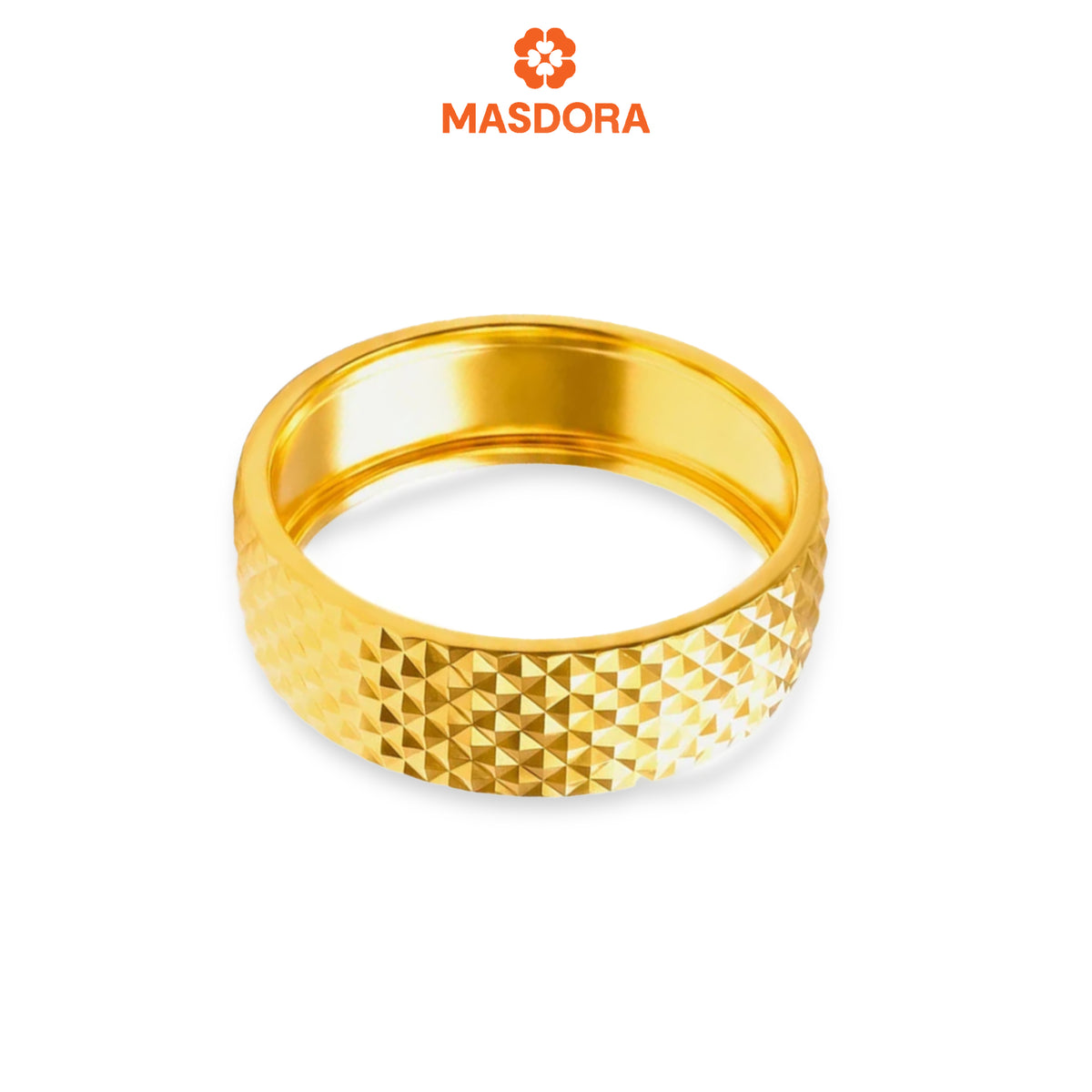 MASDORA 916 Gold Ring Rings Cincin Emas ~ CBR Golden Diamond Cut 6mm (EMAS 916/22K)