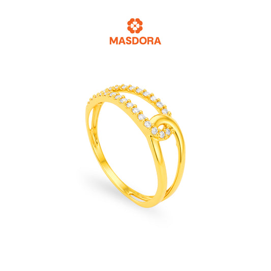 MASDORA 916 Gold Ring Rings Cincin Emas ~ Sparkling Cross Links (EMAS 916/22K)