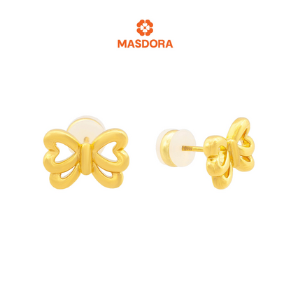 MASDORA 999 Gold Earring Earrings Subang Emas ~ Golden Bow (EMAS 999/24K)