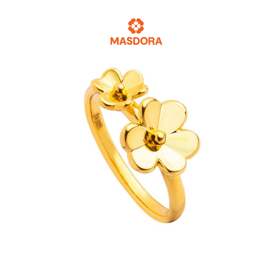 MASDORA 999 Gold Ring Rings Cincin Emas ~ Golden Double Trifoglio (EMAS 999/24K)