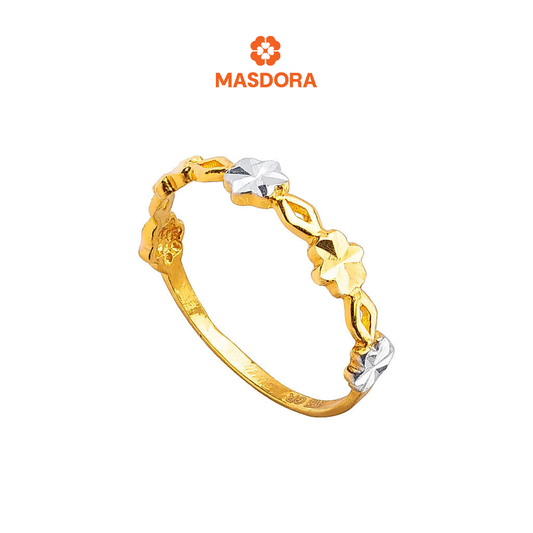 MASDORA 916 Gold Ring Rings Cincin Emas ~ Duotone Flower Links (EMAS 916/22K)