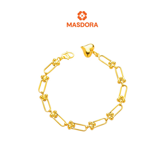 MASDORA 916 Gold Bracelet Rantai Tangan Emas ~ Flattened Hardware Fluffy Love (EMAS 916/22K)