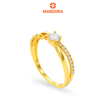 MASDORA 916 Gold Ring Rings Cincin Emas ~ Sparkling Braided Solitaire Gold (EMAS 916/22K)
