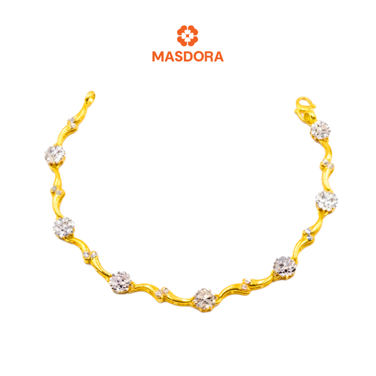 MASDORA 916 Gold Bracelet Rantai Tangan Emas ~ Diamond Cut wavy (EMAS 916/22K)
