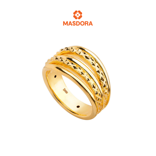 MASDORA 916 Gold Ring Rings Cincin Emas ~ HG Golden Minimalist Cascade  (EMAS 916/22K)
