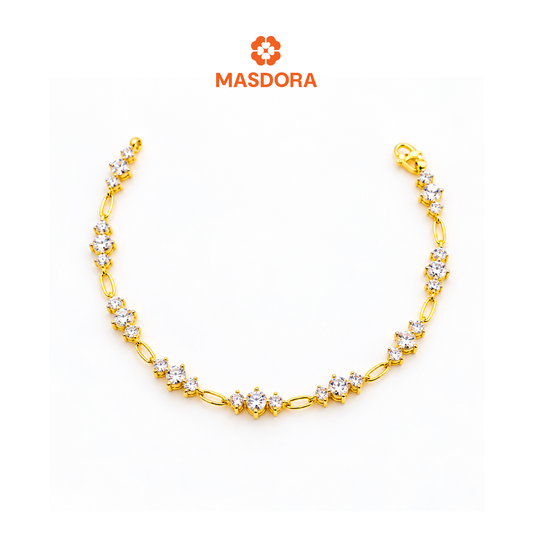 MASDORA 916 Gold Bracelet Rantai Tangan Emas ~ Diamond Trio Link (EMAS 916/22K)