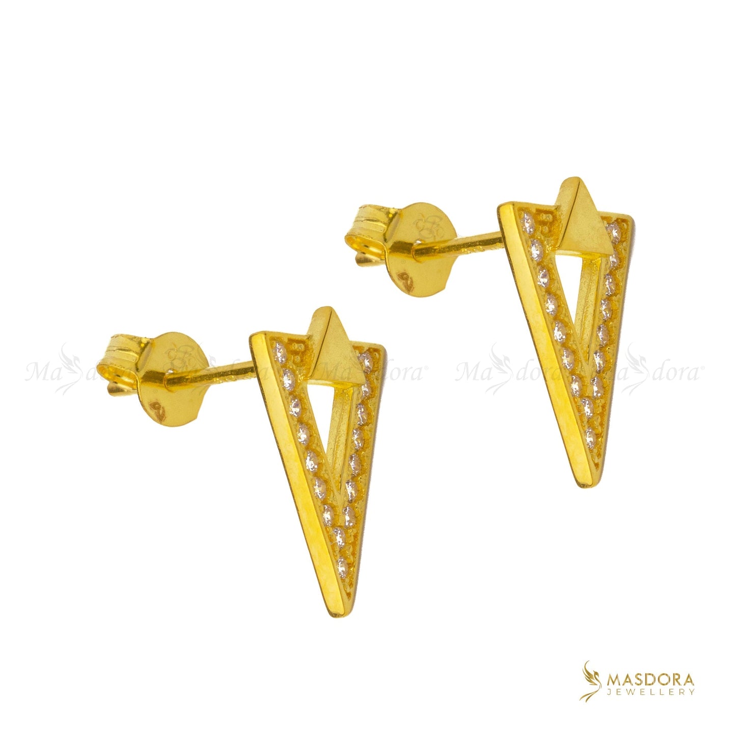 Masdora Sparkling V Stud Earring (Emas 916)