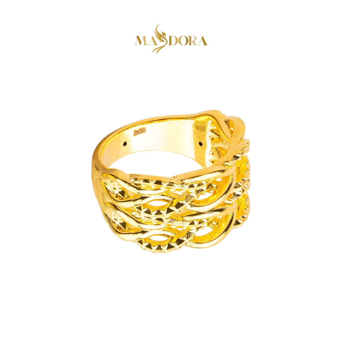 MASDORA 916 Gold Ring Rings Cincin Emas ~ HG Golden Crocheted Ripple (EMAS 916/22K)