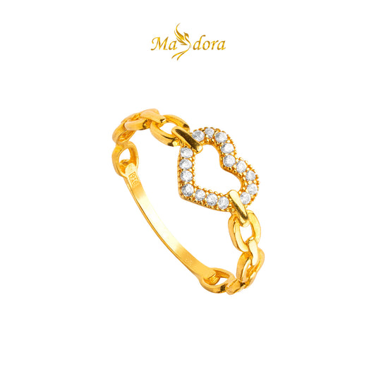 MASDORA 916 Gold Ring Rings Cincin Emas ~ Shiny Love Links (EMAS 916/22K)