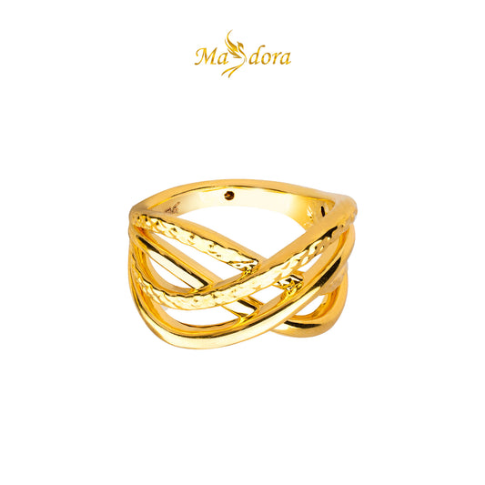 MASDORA 916 Gold Ring Rings Cincin Emas ~ HG Golden Dual Wave  (EMAS 916/22K)