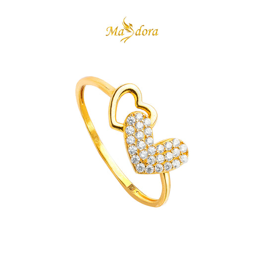 MASDORA 916 Gold Ring Rings Cincin Emas ~ Crossing Hearts (EMAS 916/22K)