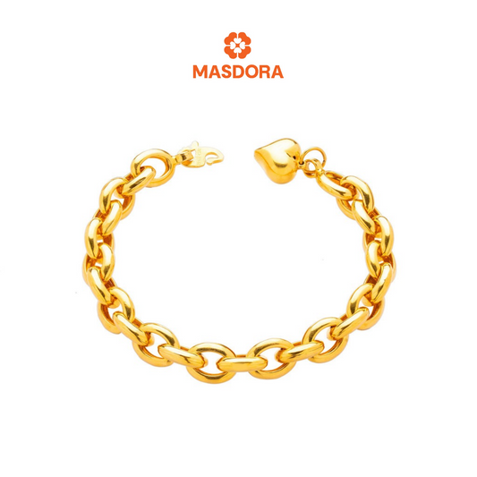 MASDORA 916 Gold Bracelet Rantai Tangan Emas ~ Pearl Links High Polish (EMAS 916/22K)