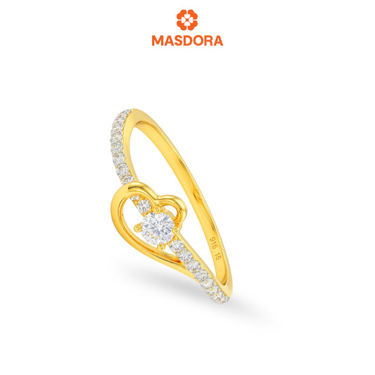 MASDORA 916 Gold Ring Rings Cincin Emas ~ Sparkling Winding Heart (EMAS 916/22K)