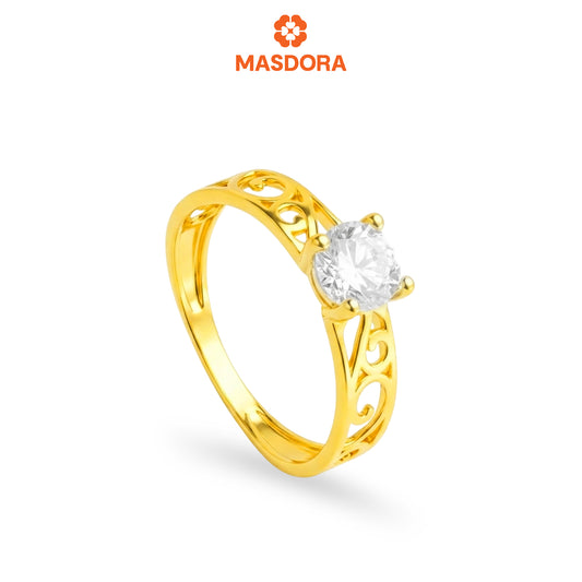 MASDORA 916 Gold Ring Rings Cincin Emas ~ Golden Songket Solitaire (EMAS 916/22K)