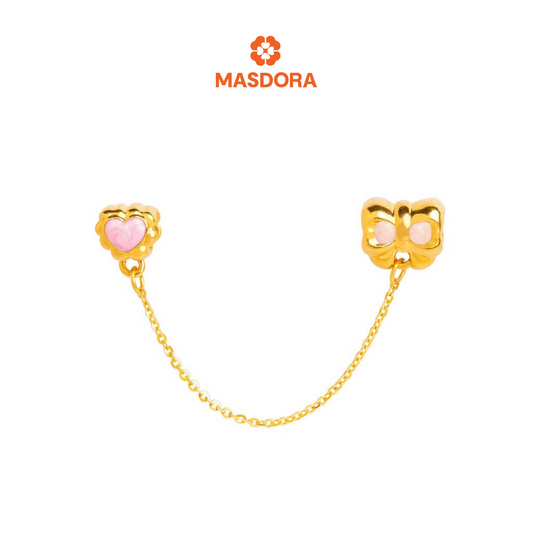 MASDORA 999 Gold Beads Bead Emas ~ HG Ribbon Safety Chain (EMAS 999/24K)