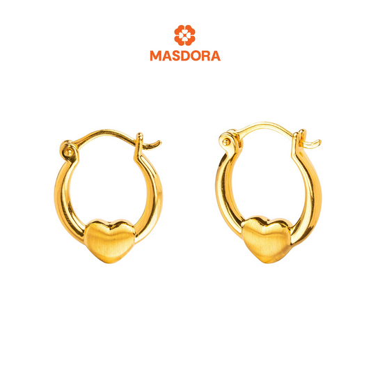MASDORA 999 Gold Earrings Earring Subang Emas ~ Golden Love Harp  (EMAS 999/24K)