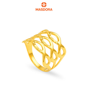 MASDORA 916 Gold Ring Rings Cincin Emas ~ Golden Triple Ripple  (EMAS 916/22K)