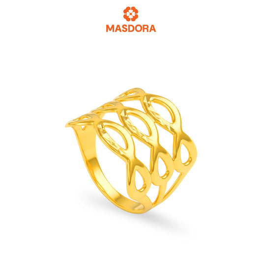 MASDORA 916 Gold Ring Rings Cincin Emas ~ Golden Triple Ripple  (EMAS 916/22K)