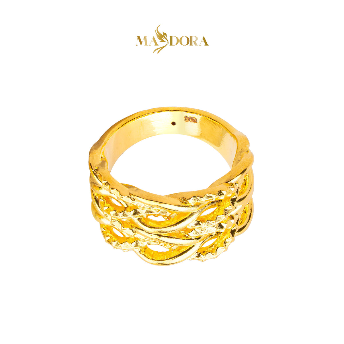 MASDORA 916 Gold Ring Rings Cincin Emas ~ HG Golden Crocheted Ripple (EMAS 916/22K)