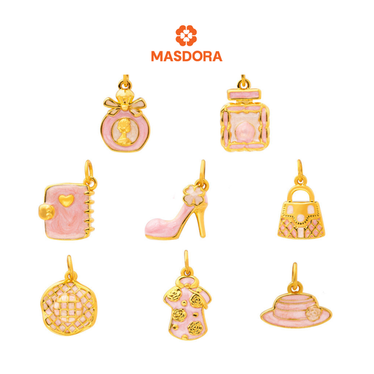 MASDORA 999 Gold Pendant Loket Emas ~ (PINK) Memorable Travel Edition  (EMAS 999/24K)