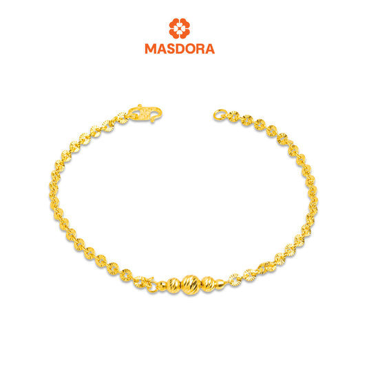 MASDORA 916 Gold Bracelet Rantai Tangan Emas ~ Shining Sauh Mini Disco Cutting Balls (EMAS 916/22K)