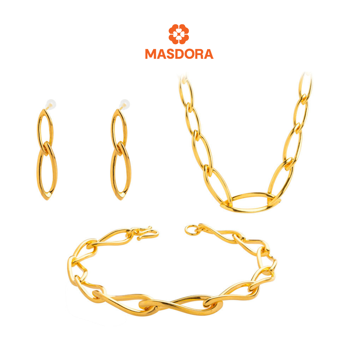 MASDORA 999 Gold Bracelet Rantai Tangan Emas ~ Double Spiral Set  (EMAS 999/24K)