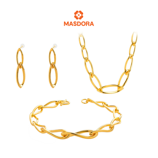 MASDORA 999 Gold Bracelet Rantai Tangan Emas ~ Double Spiral Set  (EMAS 999/24K)