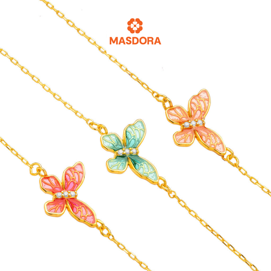 MASDORA 916 Gold Bracelet Rantai Tangan Emas ~ Flying Belle Papillon (EMAS 916/22K)