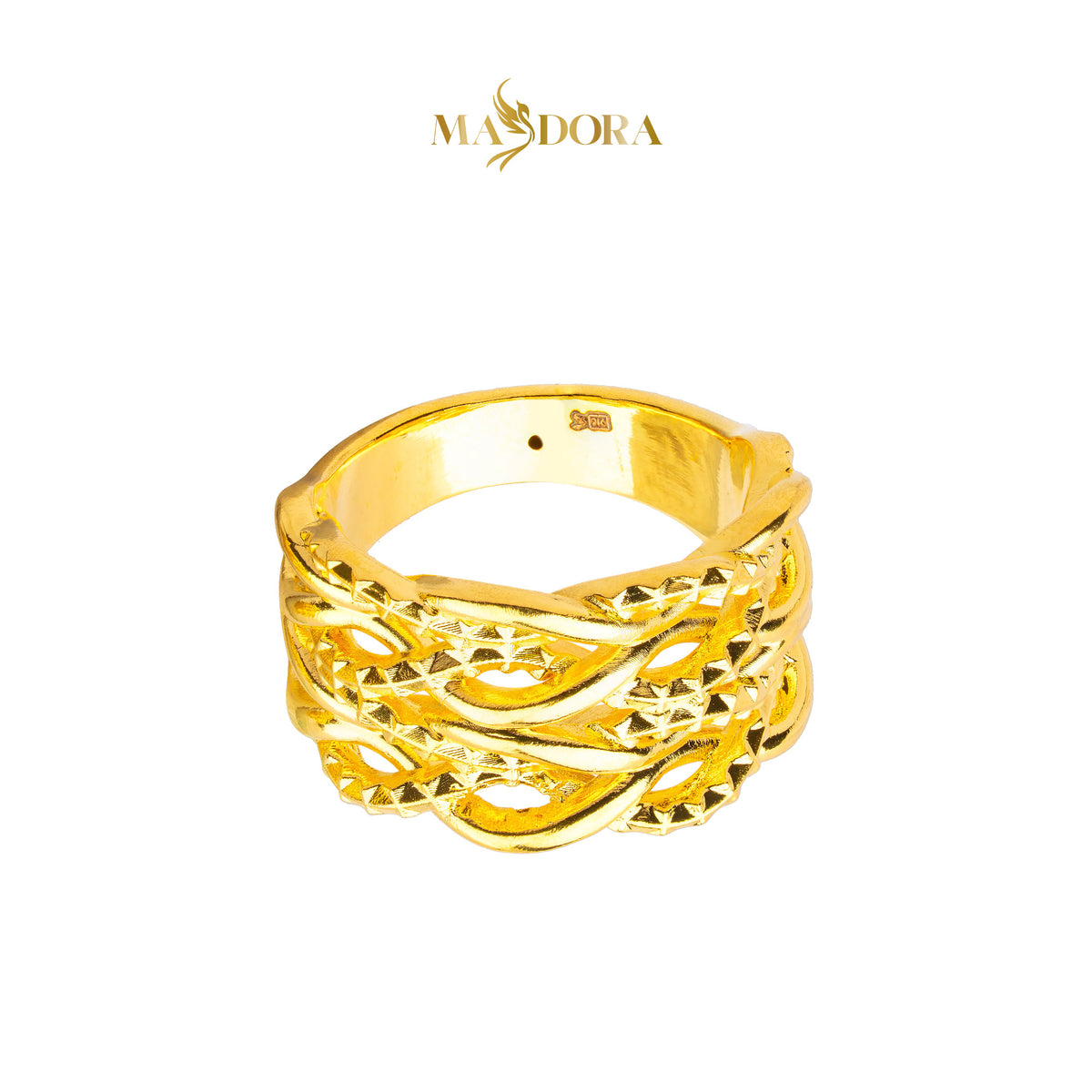 MASDORA 916 Gold Ring Rings Cincin Emas ~ HG Golden Crocheted Ripple (EMAS 916/22K)