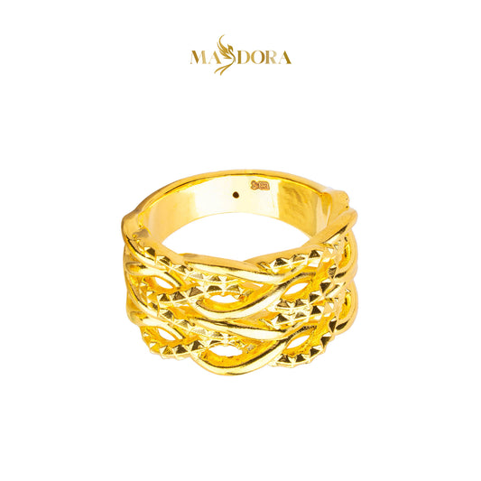 MASDORA 916 Gold Ring Rings Cincin Emas ~ HG Golden Crocheted Ripple (EMAS 916/22K)