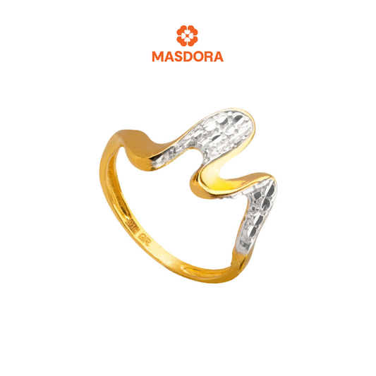 MASDORA 916 Gold Ring Rings Cincin Emas ~ Duotone Zigzag Sway (EMAS 916/22K)