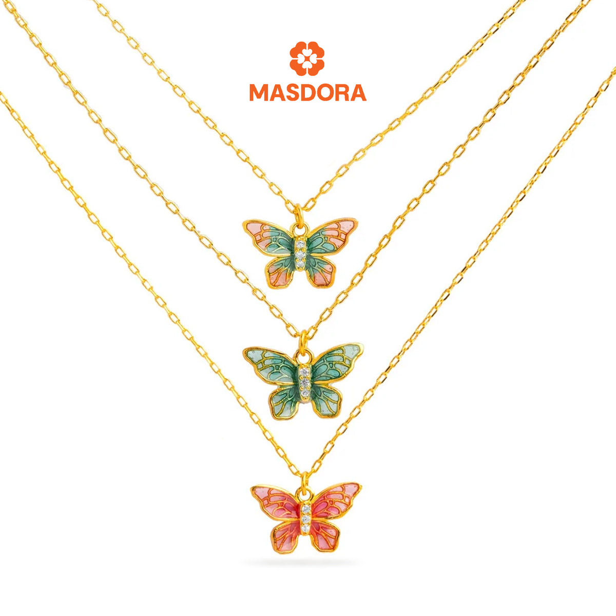 MASDORA 916 Gold Necklace Rantai Leher Emas ~ Belle Papillon (M) (EMAS 916/22K)