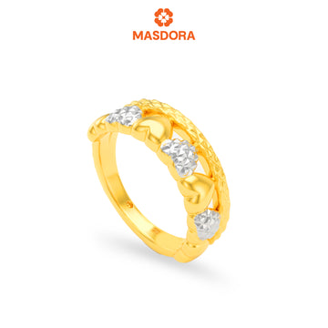 MASDORA 916 Gold Ring Rings Cincin Emas ~ HG Duotone Half Diamond Hearts (EMAS 916/22K)