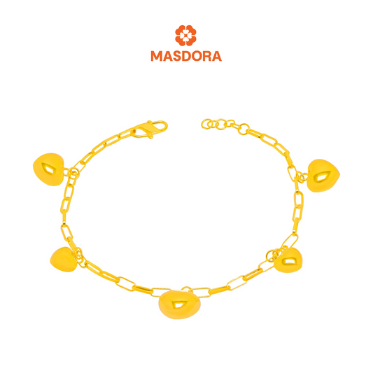 MASDORA 916 Gold Bracelet Rantai Tangan Emas ~ Modest Paperclip Fluffy Love (EMAS 916/22K)