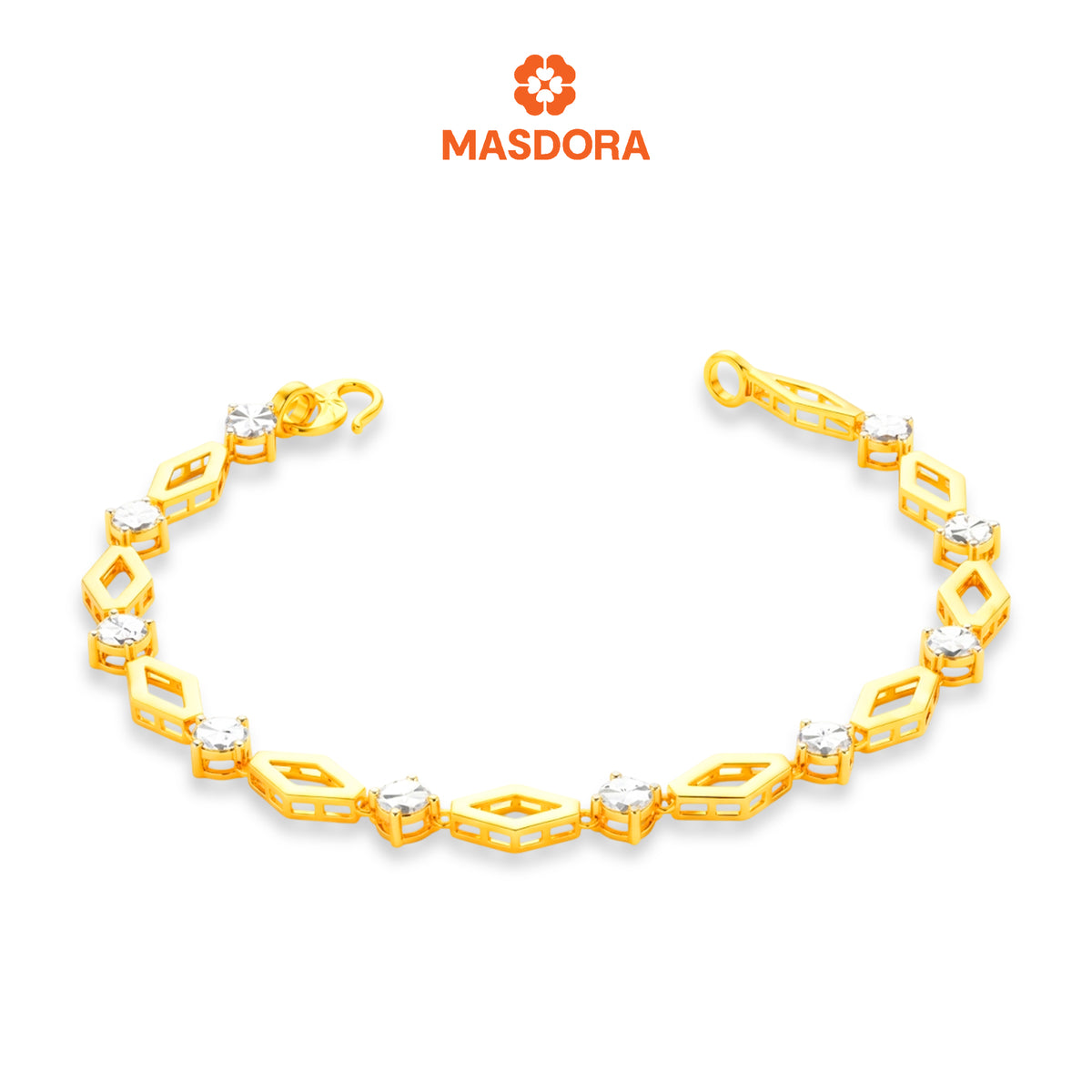 MASDORA 916 Gold Bracelet Rantai Tangan Emas ~ Duotone Rhombic Chain (EMAS 916/22K)