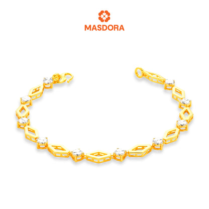 MASDORA 916 Gold Bracelet Rantai Tangan Emas ~ Duotone Rhombic Chain (EMAS 916/22K)