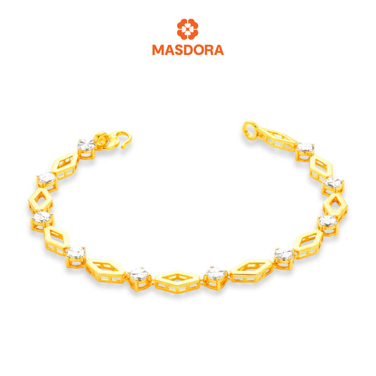 MASDORA 916 Gold Bracelet Rantai Tangan Emas ~ Duotone Rhombic Chain (EMAS 916/22K)