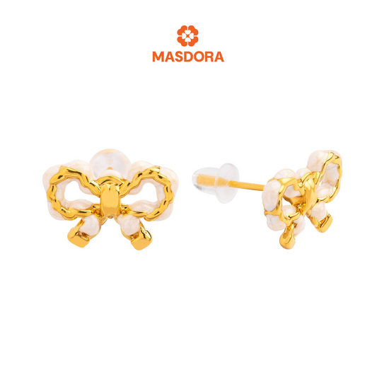 MASDORA 999 Gold Earring Earrings Emas ~ White Sugary Pretzel (EMAS 999/24K)