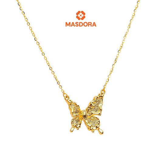 MASDORA 999 Gold Necklace Rantai Leher Emas ~ Elegance Enormous Butterfly (EMAS 999/24K)