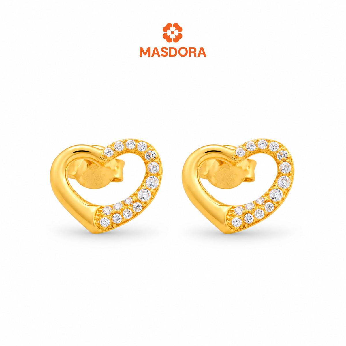 MASDORA 916 Gold Earrings Earring Subang Emas ~ Semi-Sparkle Sincero Love Stud (EMAS 916/22K)