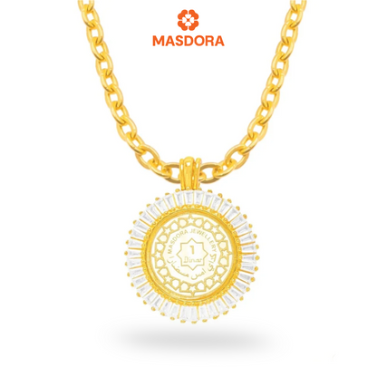 SILVERA 925 Silver Pendant Loket Perak ~ 24K Gold Plated Helios Medallion, 925 Silver By Masdora