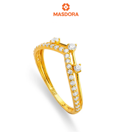 MASDORA 916 Gold Ring Rings Cincin Emas ~ Sparkling V Tiara (EMAS 916/22K)