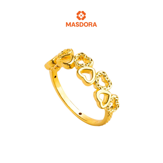 MASDORA 916 Gold Ring Rings Cincin Emas ~ HG Golden Sincero Interlaced (EMAS 916/22K)