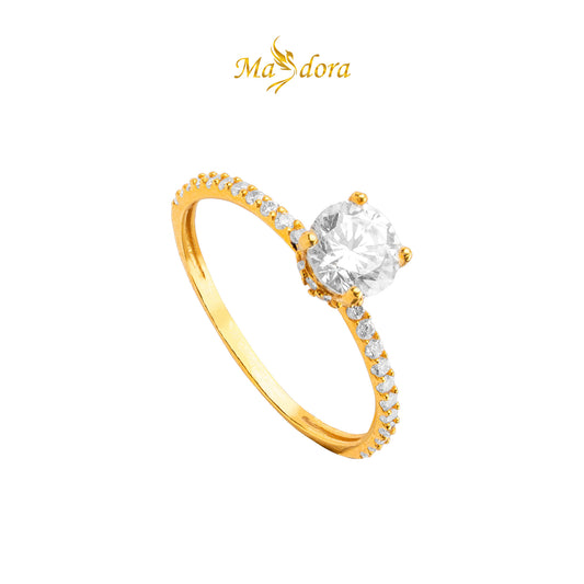 MASDORA 916 Gold Ring Rings Cincin Emas ~ Sparkling Zircon Solitaire (EMAS 916/22K)