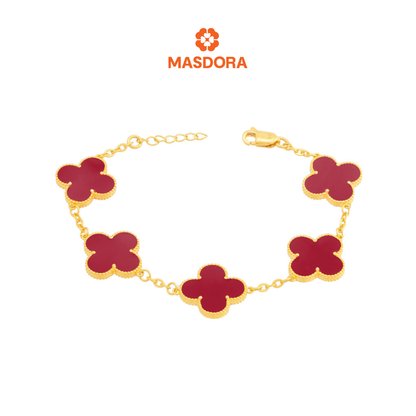 MASDORA 916 Gold Bracelet Rantai Tangan Emas ~ Clover Polo Chain - XL (EMAS 916/22K)
