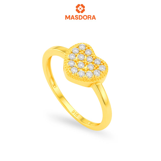 MASDORA 916 Gold Ring Rings Cincin Emas ~ Sparkling Heart (EMAS 916/22K)